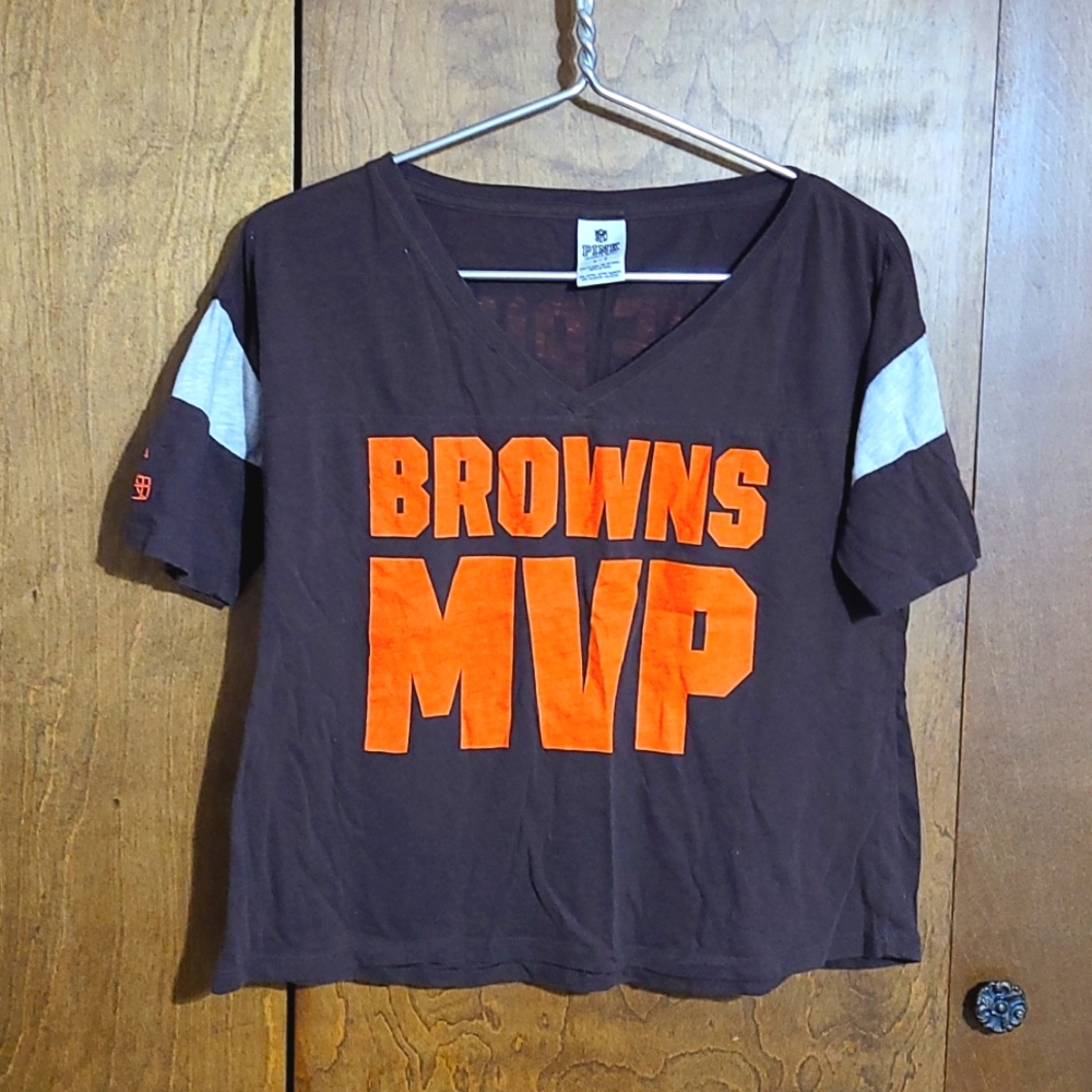 NFL PINK Cleveland Browns cropped tee